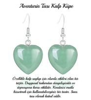 Sertifikalı Kalp Kesim Aventurin Taşı Doğal Taş Küpe (Çok Renkli)