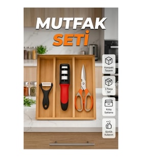 3 Parça Çok Amaçlı Mutfak Makas Seti – Paslanmaz Çelik Bıçaklı Ergonomik Saplı