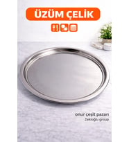 Çelik Tepsi No :16 Çelik Sini Yemek Tepsisi Paslanmaz Tepsi Yuvarlak