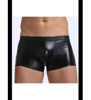 Fantezia Night Tegan Fantezi Deri Görünümlü Siyah Erkek Boxer - Fantezi Tanga TG274605