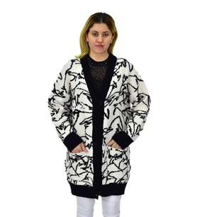 Kadın Leopar Desen Cepli Hırka 7631 BGL-ST04080 (Siyah)