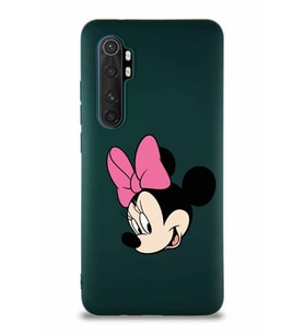 Xiaomi Mi Note 10 Lite Soft Premier Kapak Minnie Mouse-B Tasarımlı Silikon Kılıf - Yeşil (Şeffaf)