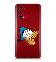 Realme 7 Pro Soft Premier Kapak Donald Duck-E Tasarımlı Silikon Kılıf - Mürdüm (Şeffaf)