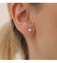 925 Ayar Gümüş Beyaz Kültür İncisi Hediye Çivi Küpe-5mm (Altın)