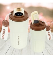 KİŞİYE ÖZEL İSİM BASKILI LED SICAKLIK GÖSTERGELİ DERECELİ TERMOS 400 ML (Kahverengi)