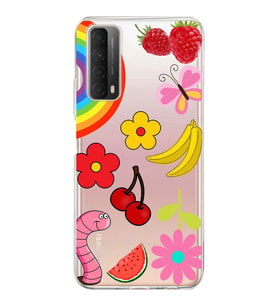 PrintiFy Huawei P Smart 2021 ile Uyumlu 1mm Slim Fit Water Color 5 Baskılı Şeffaf  Kılıf