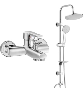 ECA Delta Banyo Bataryası+T-MAY Banyo Lidya Oval Tepe Duş Takımı Seti Paslanmaz  (Krom)
