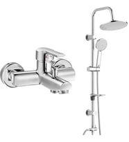 ECA Delta Banyo Bataryası+T-MAY Banyo Lidya Oval Tepe Duş Takımı Seti Paslanmaz  (Krom)