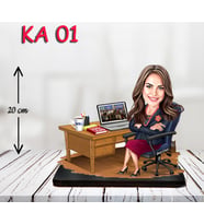 KİŞİYE ÖZEL KARİKATÜR muhasebeci kadın BİBLOSU (Krem)