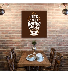 Tekli Kare Kanvas Duvar Tablosu Kahve Köşesi Coffee Time