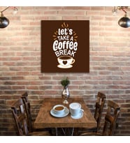 Tekli Kare Kanvas Duvar Tablosu Kahve Köşesi Coffee Time