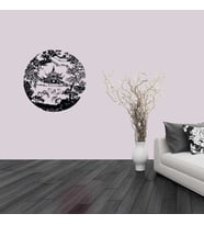 Japon Minka Evi Silüeti Dekoratif Duvar Sticker, Çıkartma, Etiket Pembe
