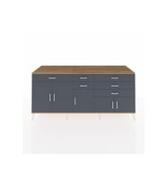 Kronos Konsol 3 Raflı 6 Çekmeceli 5 Kapaklı 220x59x99 Çam-Antrasit/Antrasit