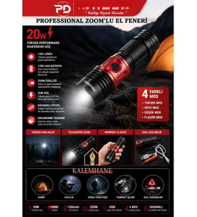 Kalemhane PD-5007 Professional Zoom'lu El Feneri