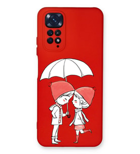 Xiaomi Redmi Note 11 Pro Uyumlu Lansman Kılıf Aşk Tasarımlı İçi Kadife Kapak-Kırmızı (Şeffaf)