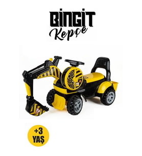 Bingit Ekskavatör Kepçe Oyuncak 110 cm Pedalsız – Sür, Kaz, Oyna!