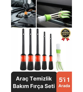 Özel Üretim Yumuşak Kıllı İç Dış Detaylı Oto Araç Araba Klima Uyumlu Temizlik Bakım Fırça Seti 5+1