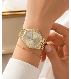 Ferrucci Milano Delüx Serisi Gold Renk Çelik Kordon&Kasa Kadın Kol Saati+Bileklik Hediyeli