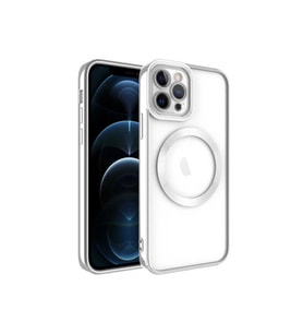 Apple iPhone 11 Pro Max Uyumlu Kılıf M-safe Wireless Şarj Özellikli Zore Setro Silikon (Gümüş)