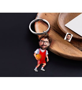 BK Gift Kişiye Özel Erkek Basketbol Karikatürlü Ahşap Anahtarlık-5 Sevgiliye Hediye, Arkadaşa Hediye, Doğum Günü Hediyesi