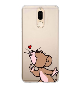 Huawei Mate 10 Lite Uyumlu Tom ve Jerry Öpücük Desenli Şeffaf Telefon Kılıfı