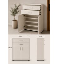 Krem Ayakkabilik %100 MDF Çekmeceli