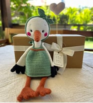 Tığ İşi Kız Leylek Peluş: El Yapımı Pamuklu Amigurumi - Uyku Arkadaşı