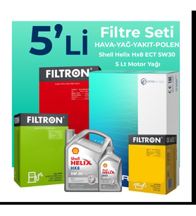 Filtron Honda CR-V 1.6 Dizel Filtre Bakım Seti Shell Motor Yağlı (2013-2018) 5 Li