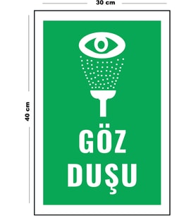 Metal Göz Duşu 30 cm x 40 cm A3 Büyüklüğünde Uyarı Levhası Yönlendirme Tabelası