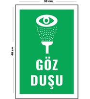 Metal Göz Duşu 30 cm x 40 cm A3 Büyüklüğünde Uyarı Levhası Yönlendirme Tabelası