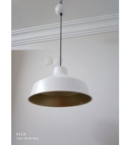 Retro Metal Beyaz İçi Gold Dekoratif Tekli Sarkıt Avize Çap: 30 cm