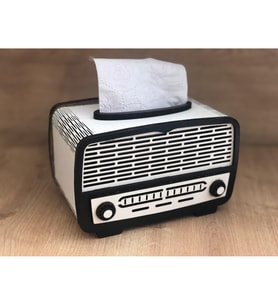 Ahşap Nostaji Radyo Peçetelik (Beyaz)