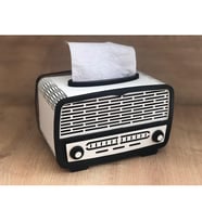 Ahşap Nostaji Radyo Peçetelik (Beyaz)