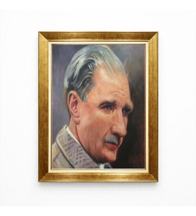 Tablore Atatürk Portre Yağlı Boya Görünümlü Kanvas Tablo - Klasik Altın Çerçeveli Şık Ofis Dekorasyonu
