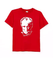 Atatürk Baskılı Kısa Kollu Bisiklet Yaka Çocuk Tişört 9-12 yaş