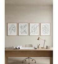 Modern Minimalist Çizgisel Sanat 4’lü Ahşap Çerçeveli Tablo Seti