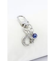 Metal Nazar Boncuğu Metal Parlak Taşlı Hilal Klipsli Cüzdan Süsü Charm Çanta Süsü Anahtarlık