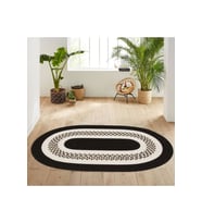 Eliana Home Baskılı, Yıkanabilir Kaymaz Taban Oval Halı LNA7179 100x150 cm (Siyah)