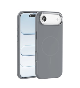 Apple iPhone 17 Air Uyumlu Kılıf M-Safe Şarj Özellikli Metal Kamera Çerçeveli Zore Edi Silikon Kapak (Gri-Gri)