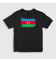 Presmono Unisex Çocuk Beyaz Bayrak Flag Azerbaycan Azerbaijan T-Shirt 536471tt (Siyah)