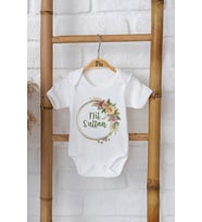 Pia Baby Premium %100 Pamuk İsme Özel Organik Baskılı Çıtçıtlı Bebek Body Zıbın Modelleri 5088-16 (Ekru)