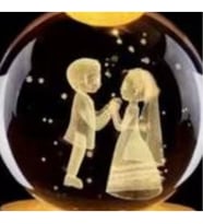 Gelin Damat Renk Değiştiren Işıklı Cam Küre 8cm