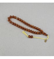Omari Sıkma Kehribar Basık Küre Kesim Sistemli 9x11mm Tesbih- Kahverengi