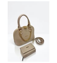 Kadın Zincir Detaylı Lüks El & Omuz Çantası Ve Cüzdanı Kombin Shopper EBAT : 25X22 CM (STD)