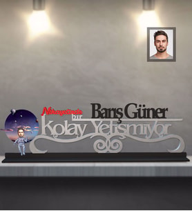 Kişiye Özel Uzay Karikatürlü Kolay Yetişmiyor Ahşap Biblo Bay-3