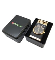 Ardeur® Lucian Mat Siyah Gold Saatli İsme Özel Çakmak Hediyelik Çakmak