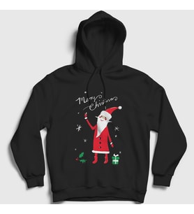 Presmono Unisex Siyah Noel Baba V2 Santa Claus Yılbaşı Kapüşonlu Sweatshirt 270467tt