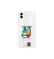 Samsung Galaxy A04 ile Uyumlu Splash Tembel Hayvan Tasarımlı Şeffaf Silikon Kılıf