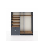 Hyperion Dolap 9 Raflı 3 Çekmeceli 3 Askılı 220x44x243 Antrasit-Çam/Antrasit