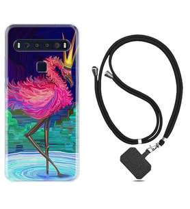 TCL 10L 10 Plus 10SE 20E 20SE 30 L7 Kılıf Boyun Askılı Silikon Queen Flamingo 1748